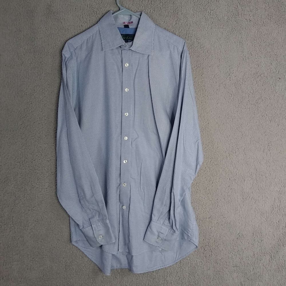 Boden Blue And White Houndstooth Long Sleeve Shirt 16